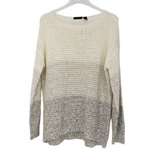 RDI Variegated Tan Melange Open Weave Sweater NWT